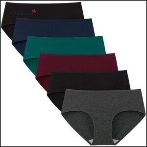 Mid Rise Tagless Cotton Hipster Panties 6-Pack Full Coverage